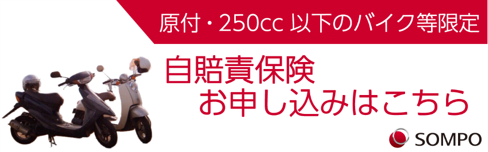 原付、250cc以下のバイクなら加入OK!